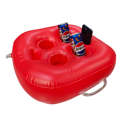 Outdoor Red Inflatable Spa Bar Hot Tub Tray 6 Holes PVC Floating Drink Tray Wine Holder Plastic Handles-Pool Tools Accessories
